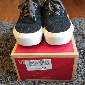 Vans Black Textured Lace-Up Sneakers with White Platform
